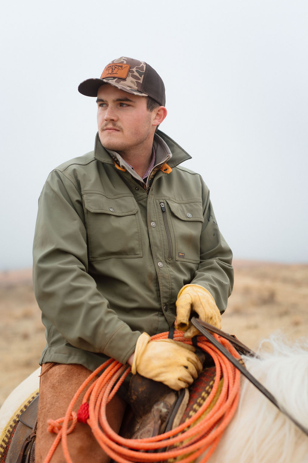 Leather Patch Trucker Cap - Camo – Image 2