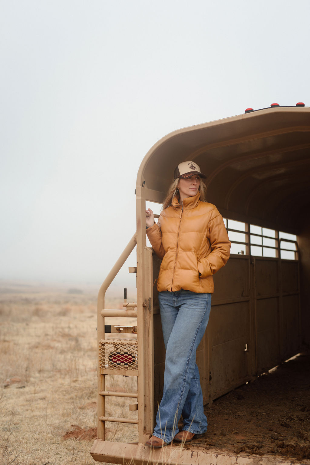 Puffy Trucker Rope Cap - Tan & Brown – Image 7
