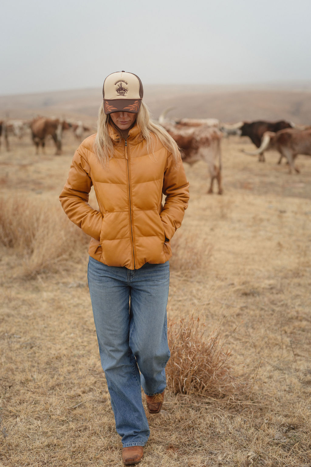 Puffy Trucker Rope Cap - Tan & Brown – Image 3