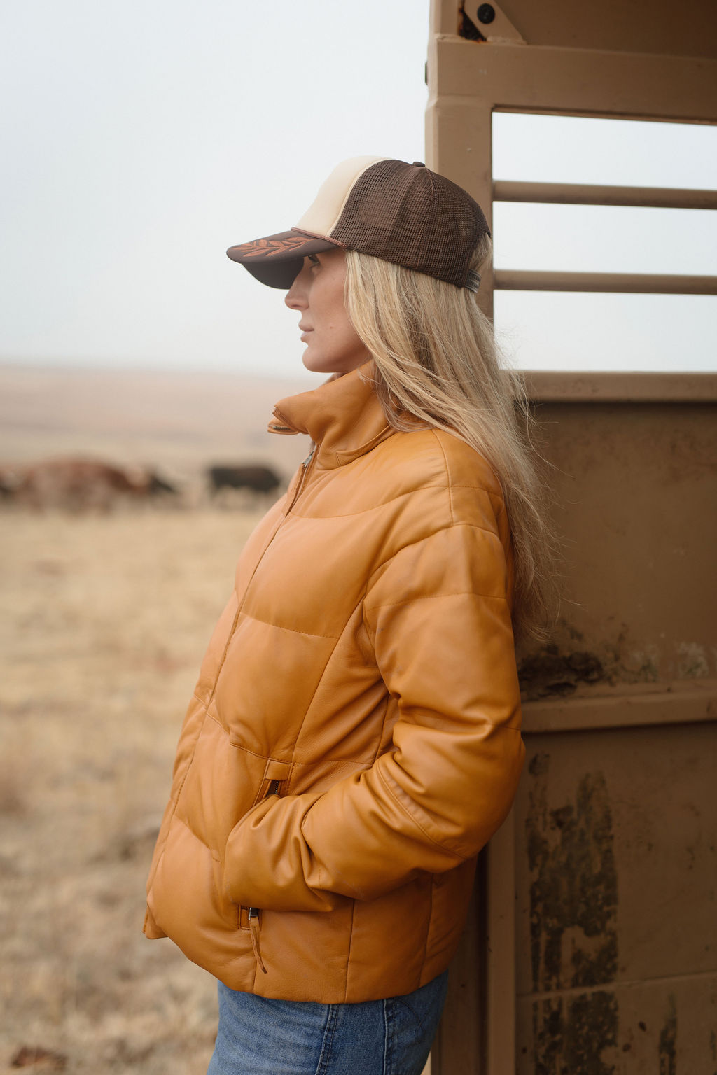 Puffy Trucker Rope Cap - Tan & Brown – Image 8