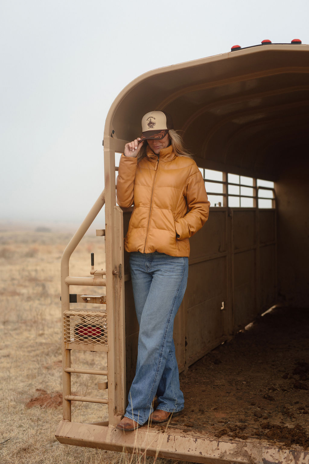 Puffy Trucker Rope Cap - Tan & Brown – Image 6