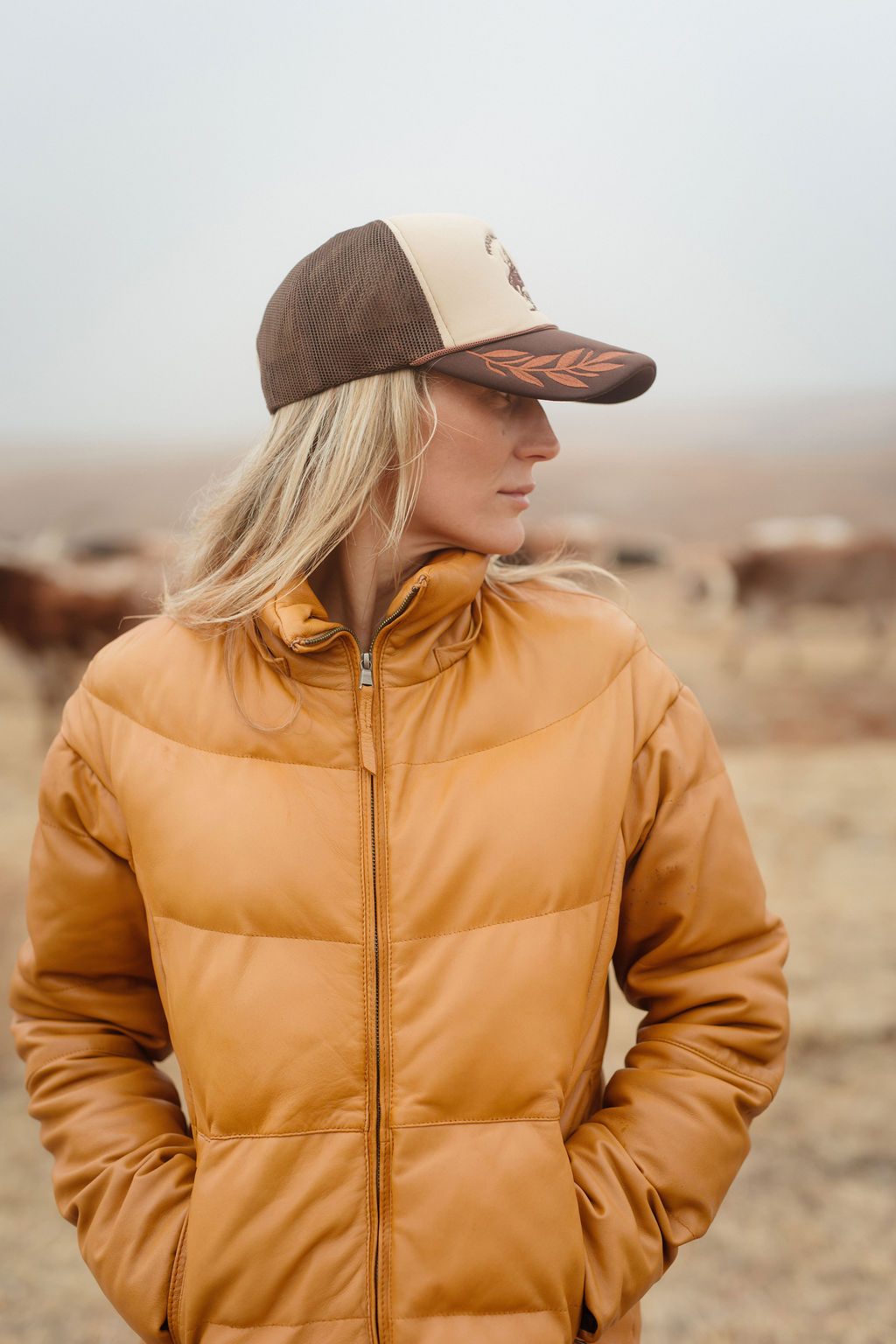 Puffy Trucker Rope Cap - Tan & Brown – Image 5
