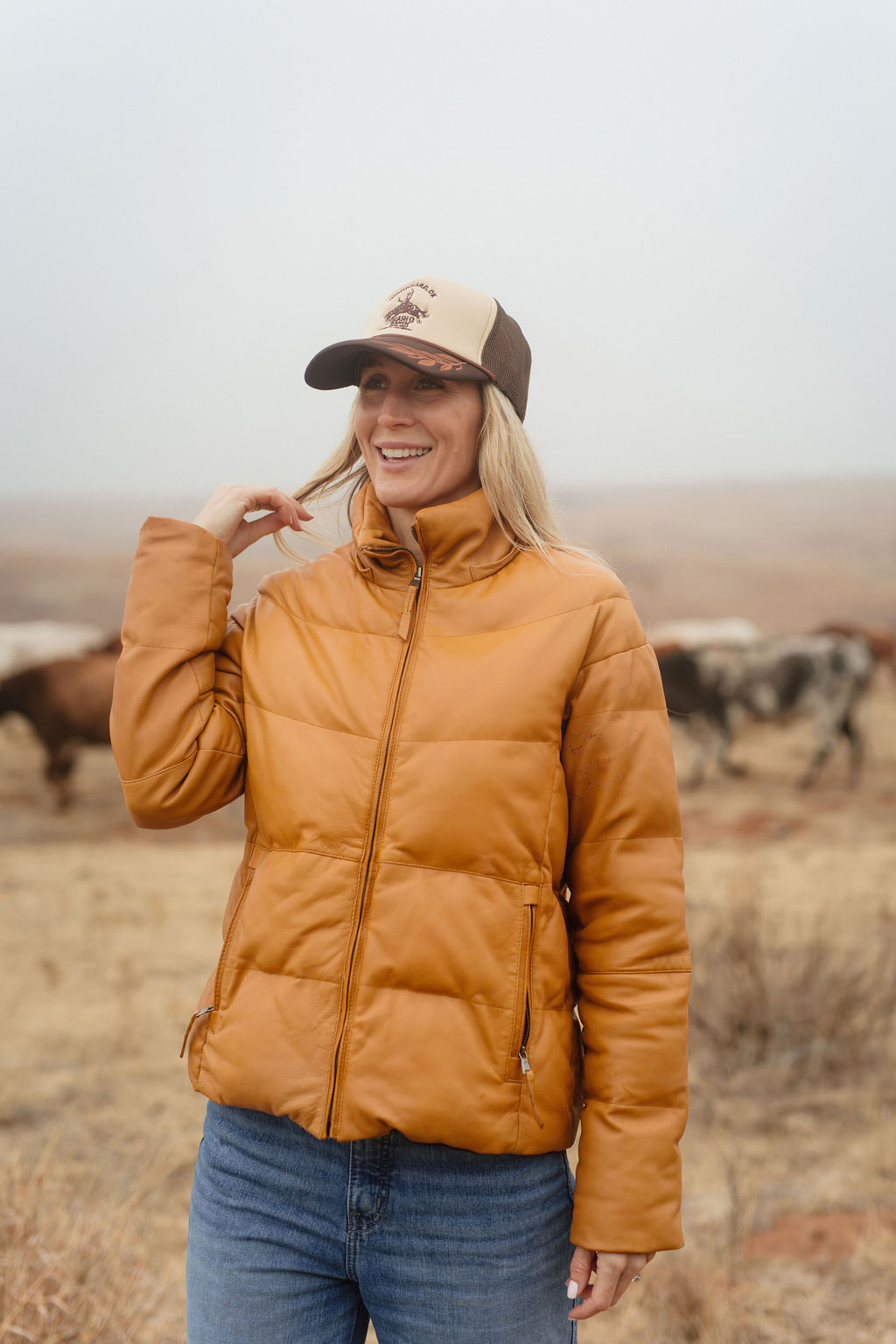 Puffy Trucker Rope Cap - Tan & Brown – Image 4