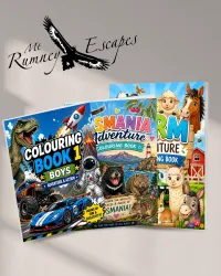 Mt Rumney Escapes Tasmania Colouring Books for Kids –  Any 3 Colouring Books, Boys + Tasmania Adventure + Farm Animals