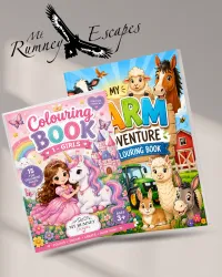 Mt Rumney Escapes Tasmania Colouring Books for Kids – Any 2 Colouring Books, Girls + Farm Animals