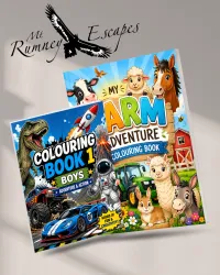 Mt Rumney Escapes Tasmania Colouring Books for Kids – Any 2 Colouring Books, Boys + Farm Animals