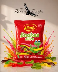 Allen’s Snakes Alive Lollies 200g – Image 1