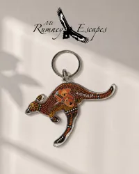 Australian Souvenir Keyrings – Metal & Plastic Designs – Plastic – Koori Kangaroo Clip