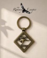 Australian Souvenir Keyrings – Metal & Plastic Designs – Metal – Jumpstart Kangaroo – Bronze