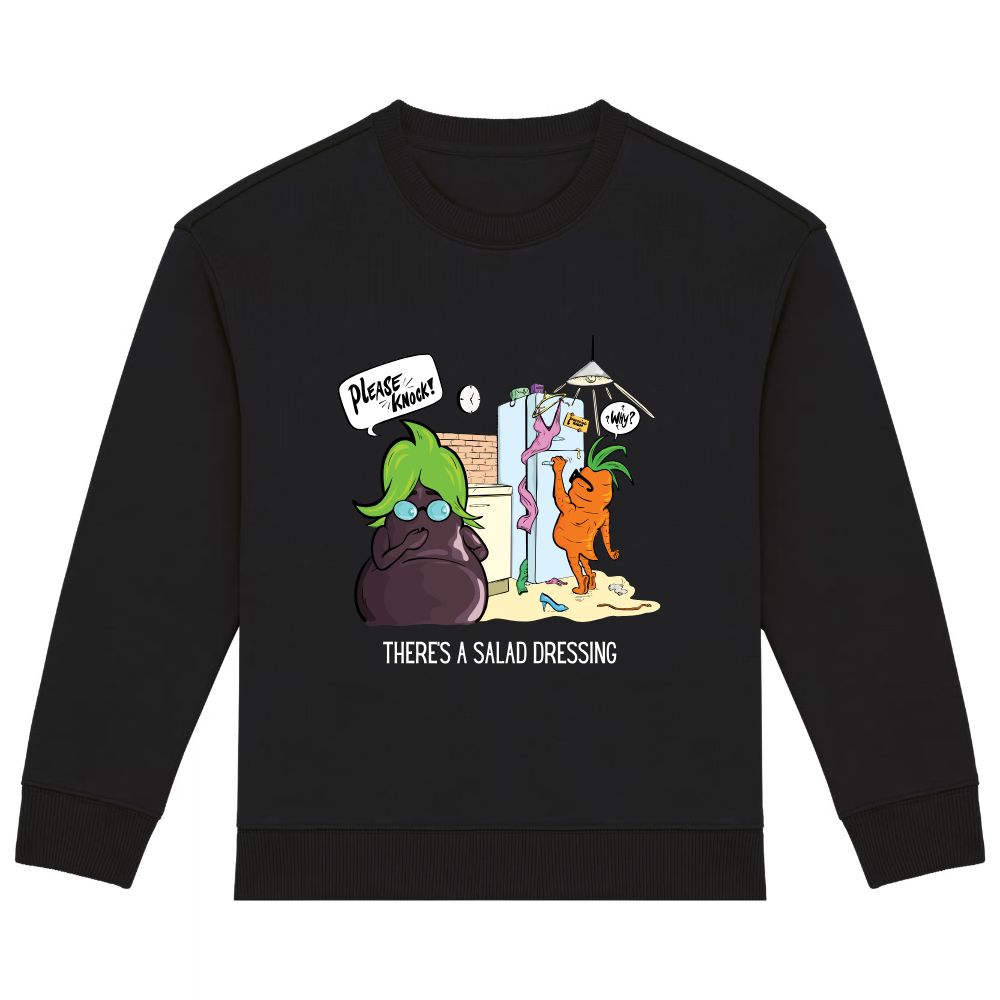 Kids sweater front There's a salad dressing – 128 - 140 (8-10 jaar), Black