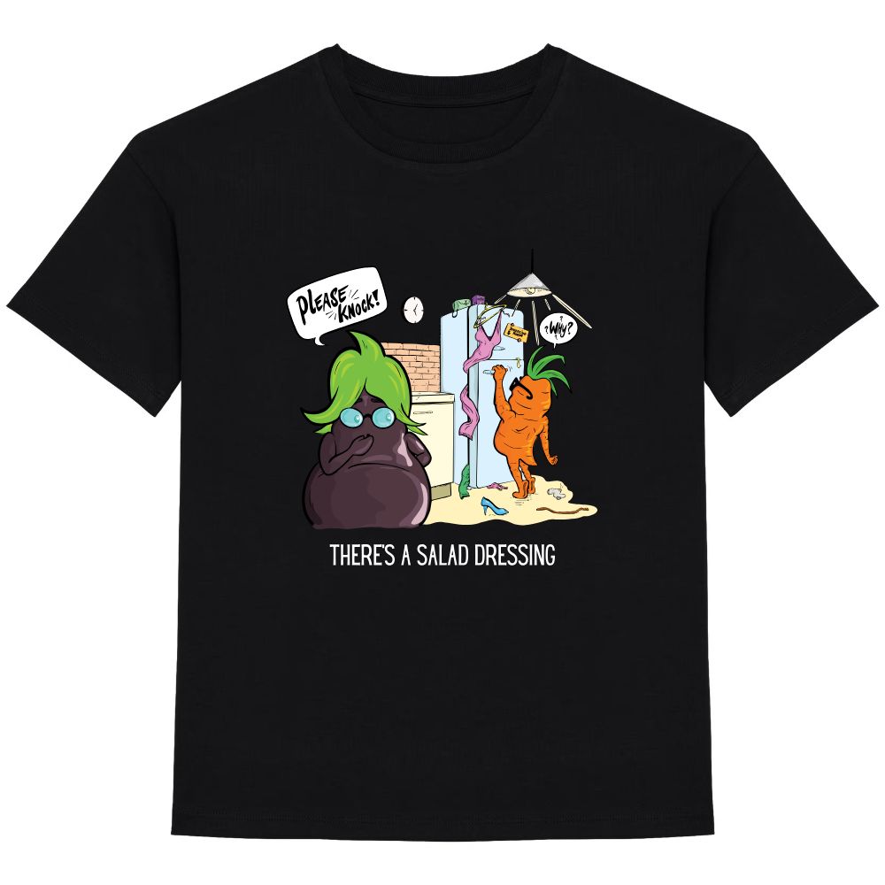 Kids t-shirt front There's a salad dressing – 104- 116 (4-6 jaar), Black
