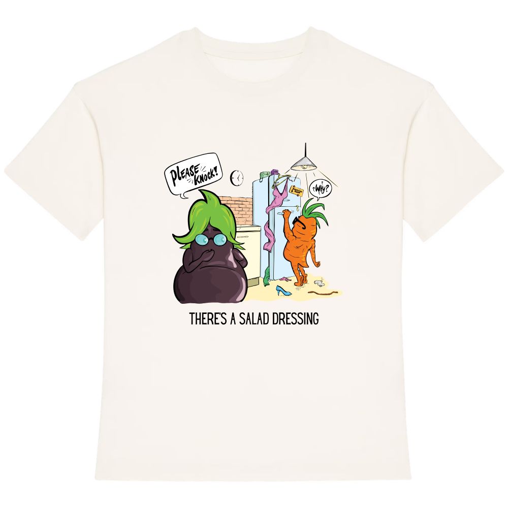Kids t-shirt front There's a salad dressing – 116-128 (6-8 jaar), Ivory