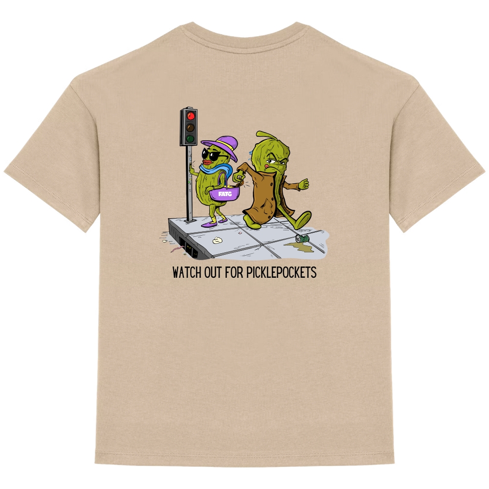 Kids t-shirt Watch out for picklepockets – 104 - 116 (4-6 jaar), Wet Sand