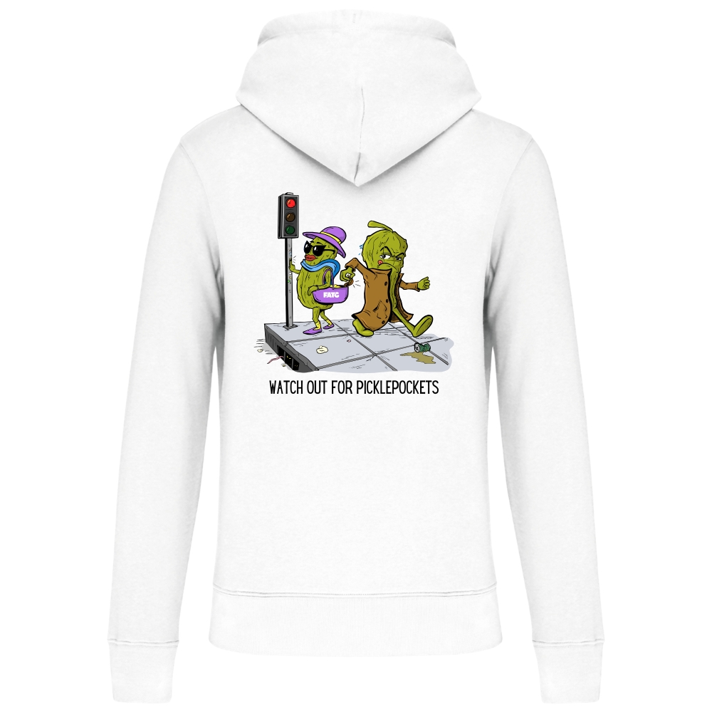 Dunne hoodie Watch out for picklepockets – White, M