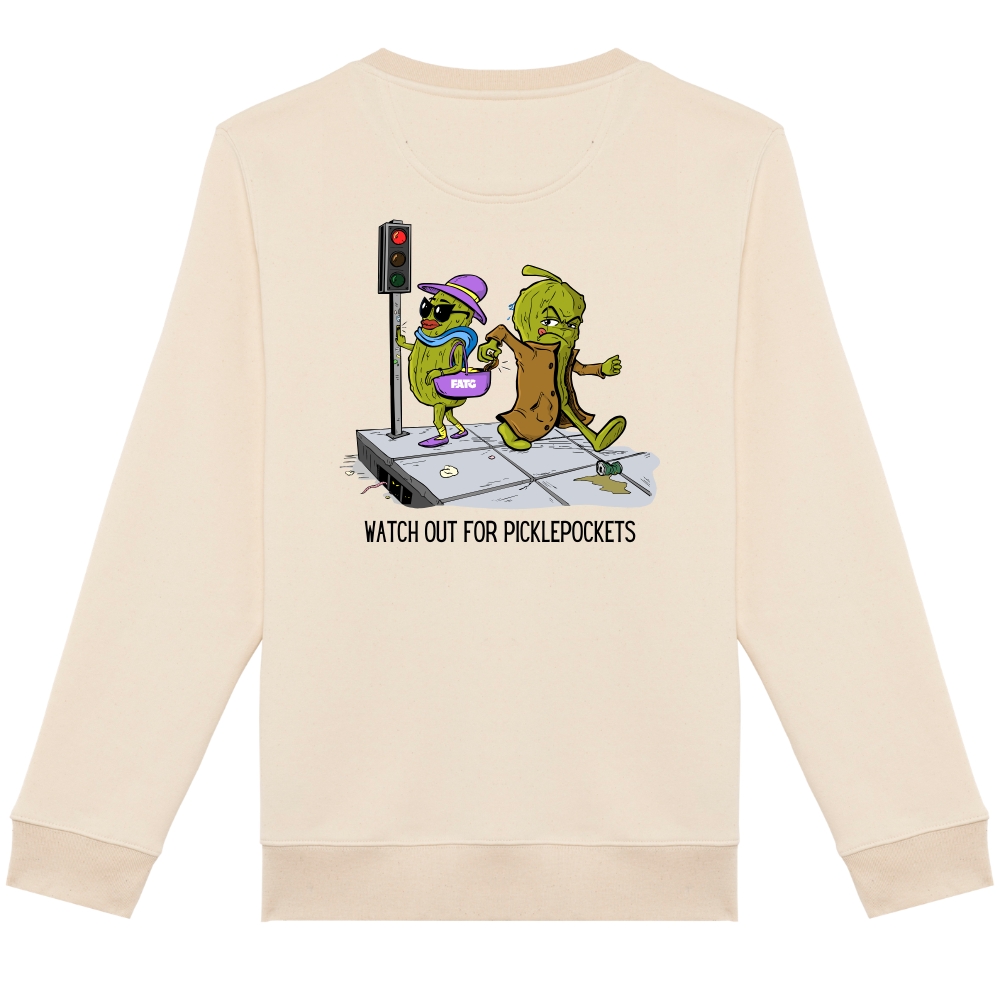 Dikke sweater Watch out for picklepockets – L, Natural Raw