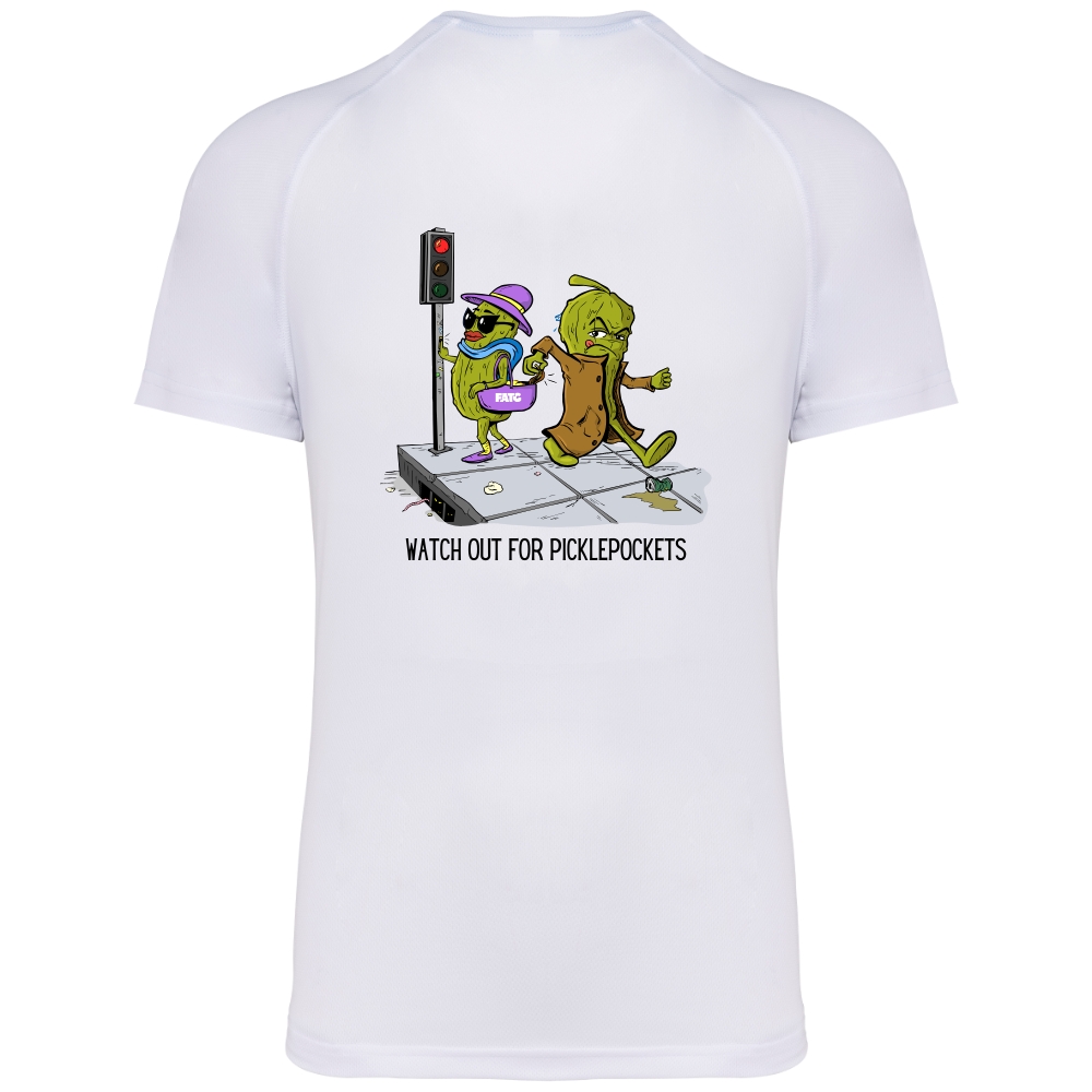 Sport t-shirt Watch out for picklepockets – White, 2XL