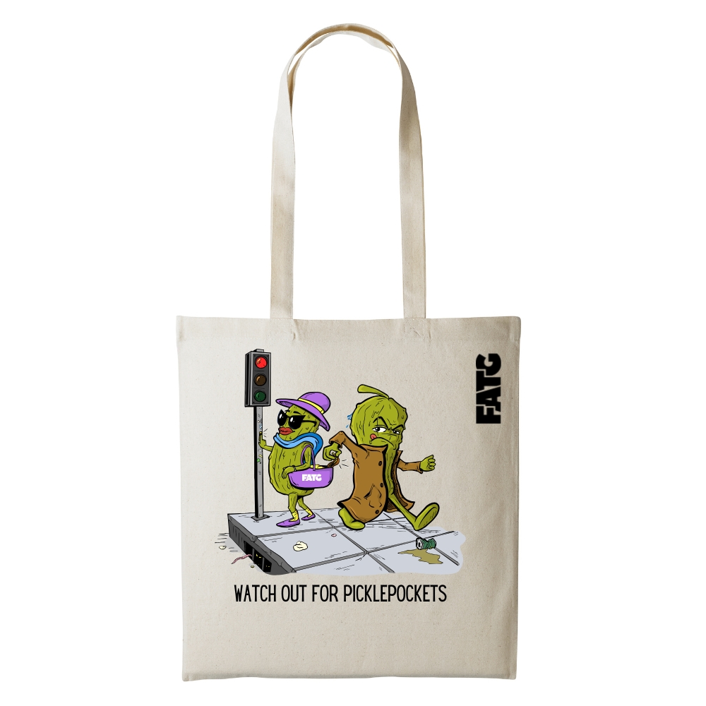 Draagtas Watch out for picklepockets – Ecru