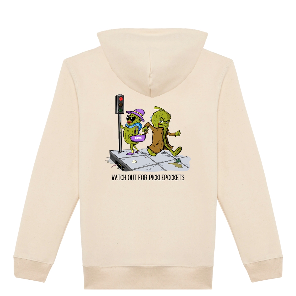 Dikke hoodie Watch out for picklepockets – XS, Natural Raw