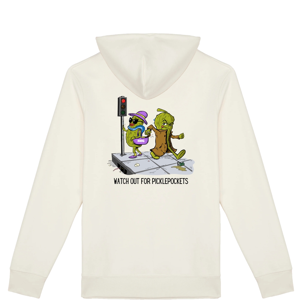 Dikke hoodie Watch out for picklepockets – 2XS, Ivory