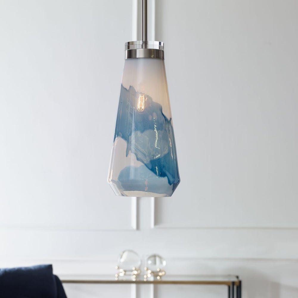 Windswept Blue & White, 1 Lt Mini Pendant – Image 1