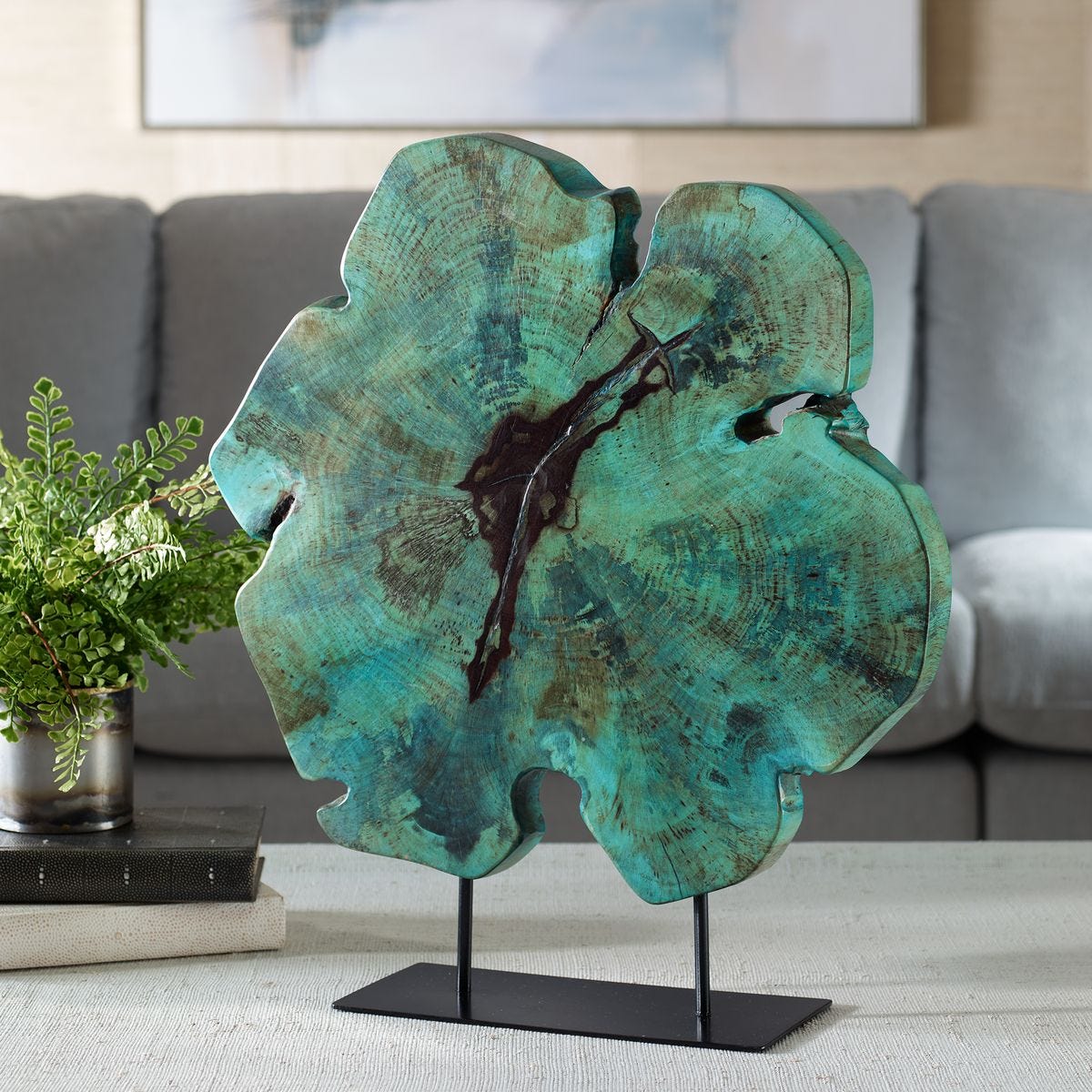 Bahati Wood Sculpture, Blue – Image 1
