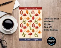 Autumn Mushroom & Leaves Sticker Sheet – Image 1