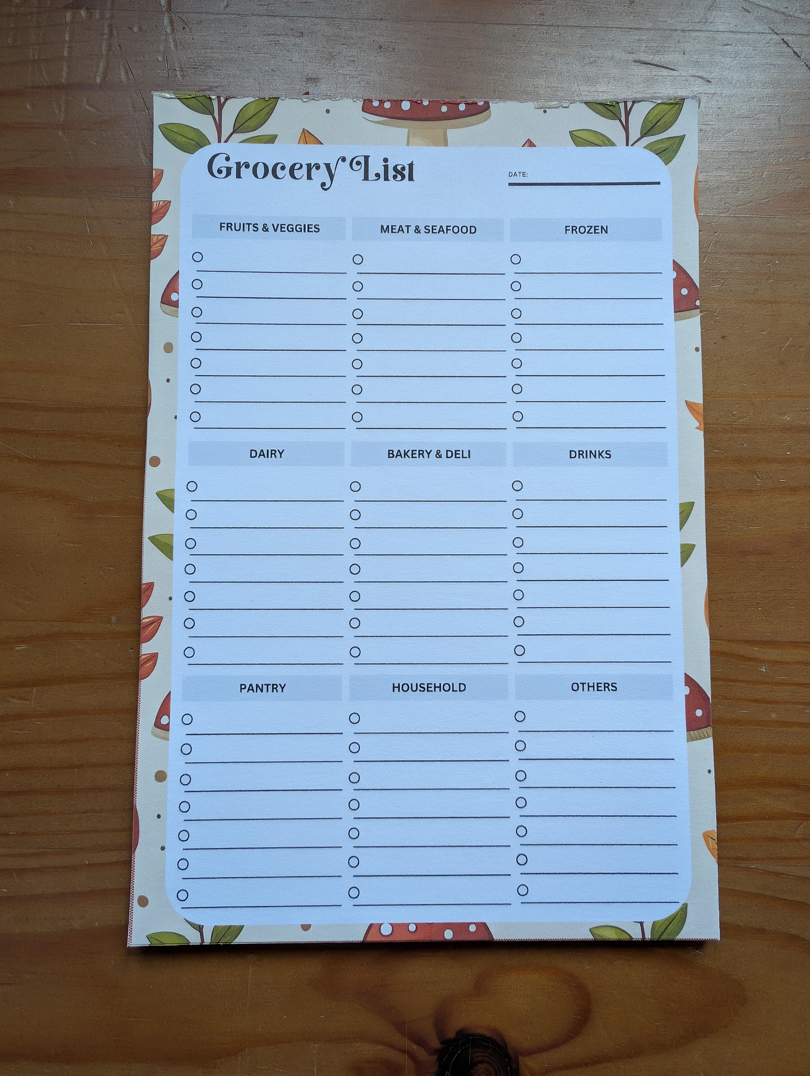 Autumn Mushroom Grocery List Notepad – Image 2