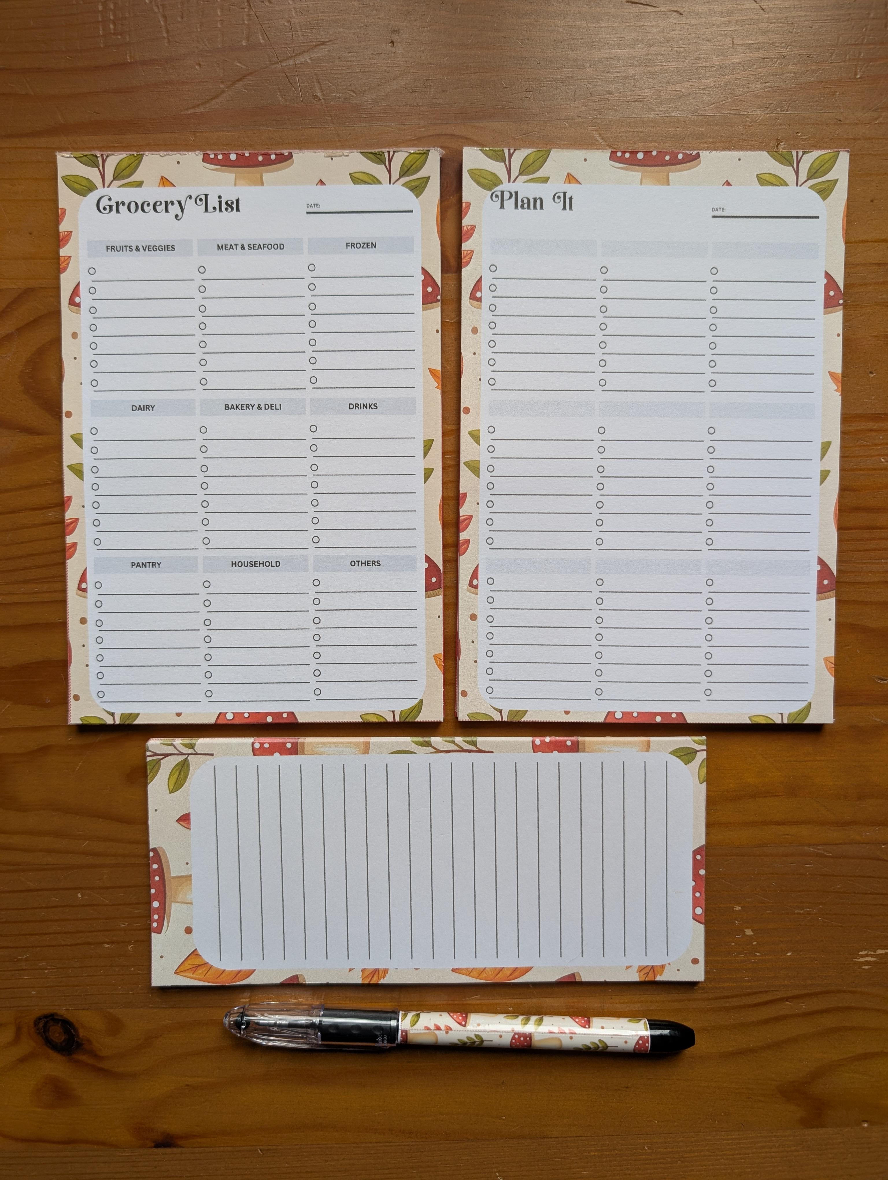 Autumn Mushroom Kitchen Planning Stationery Set – Image 2
