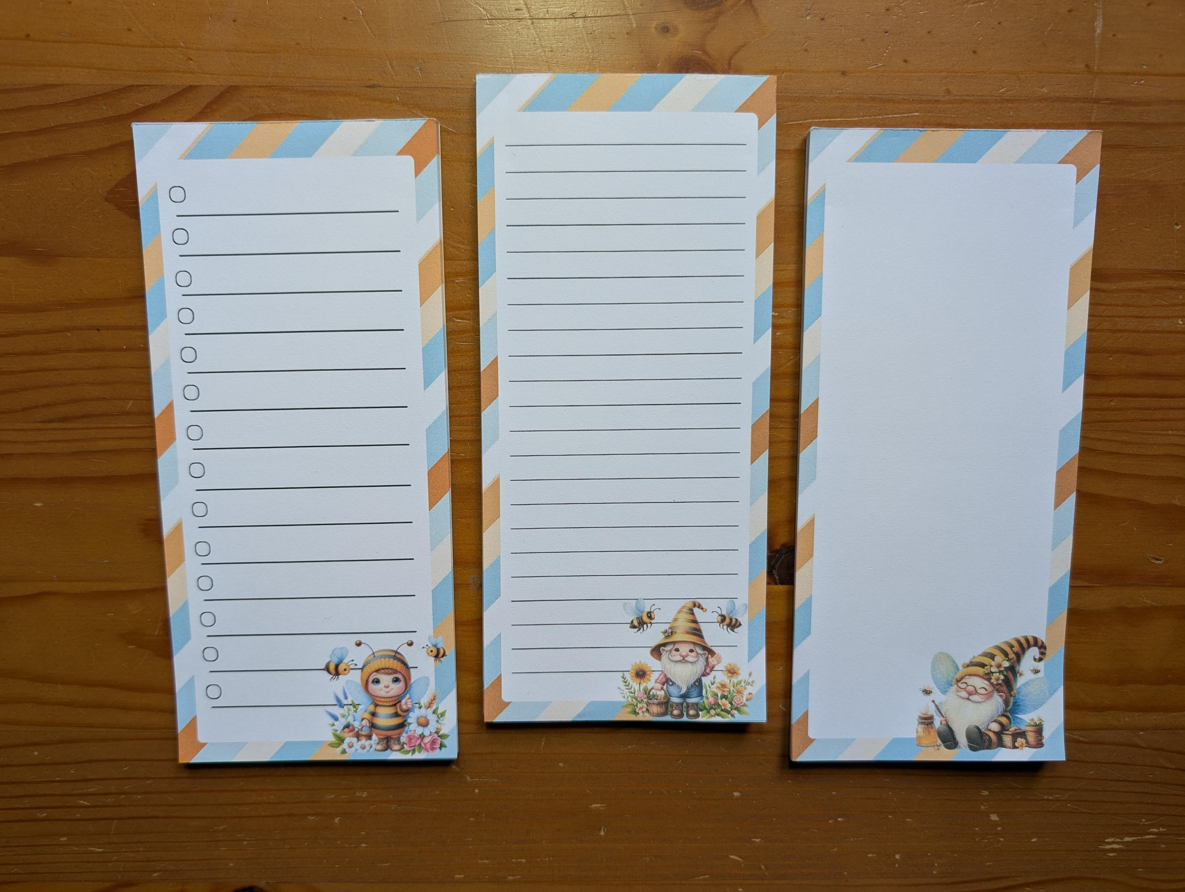 Honeybee Gnome Garden Skinny Notepad 3-Pack – Image 3