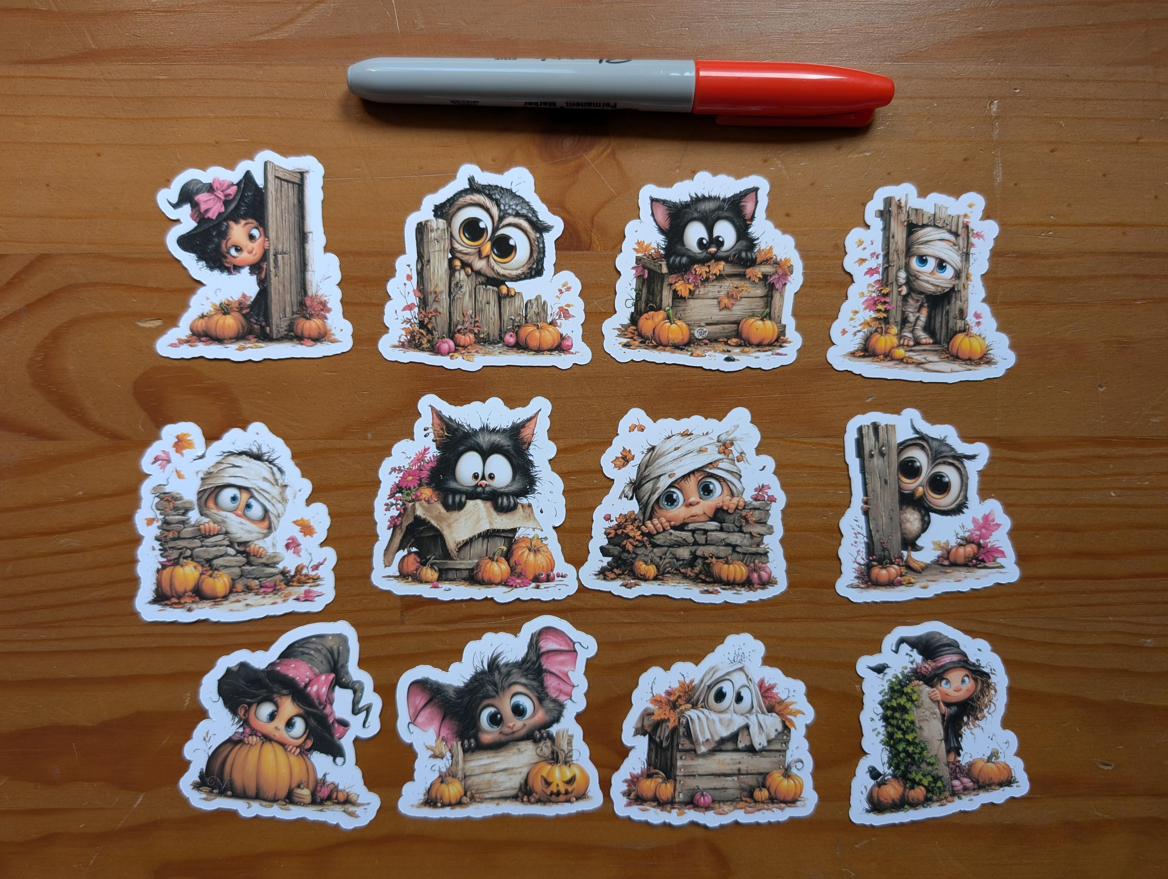 Peeking Halloween Characters Vinyl Sticker Pack – Image 4