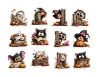 Peeking Halloween Characters Vinyl Sticker Pack – Image 1
