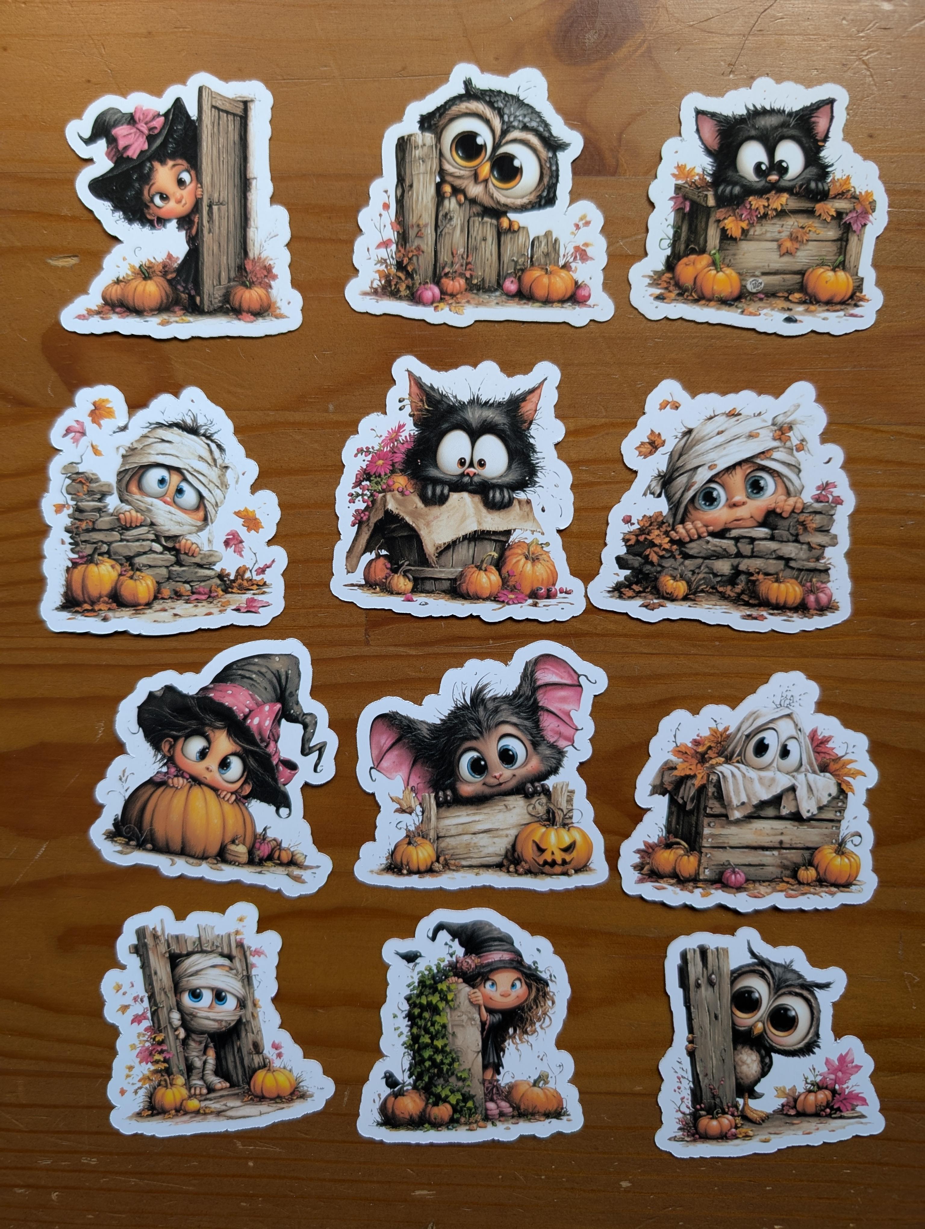 Peeking Halloween Characters Vinyl Sticker Pack – Image 2