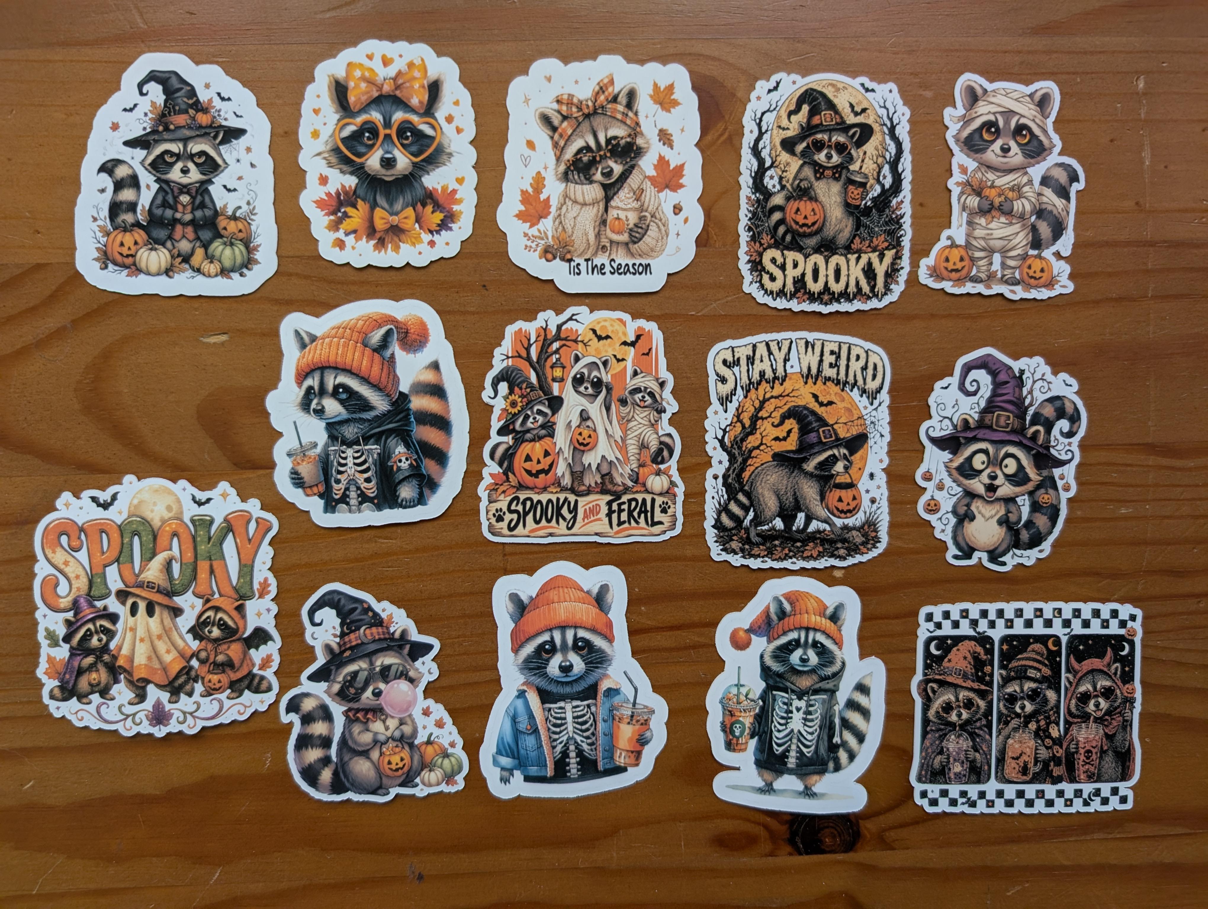 Halloween Raccoons Vinyl Sticker Pack – Image 2