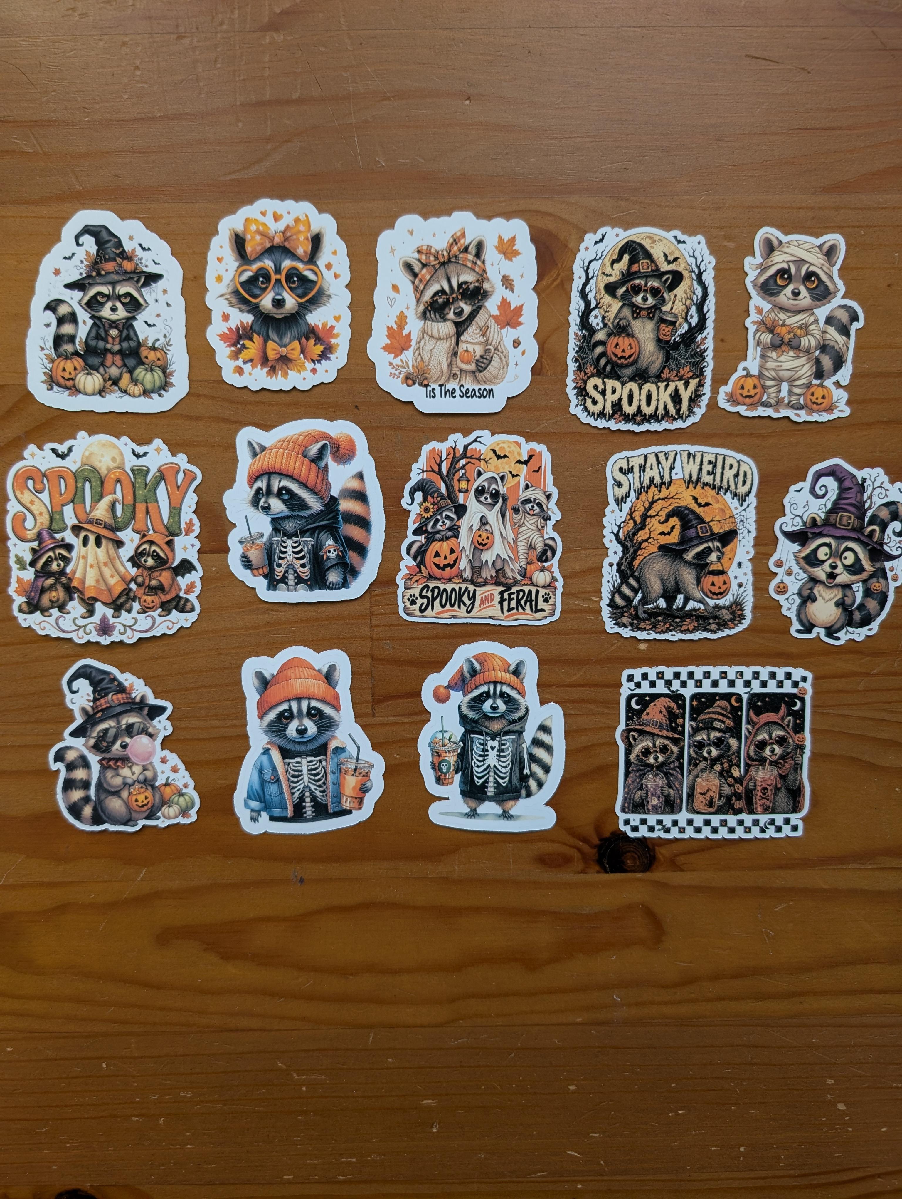 Halloween Raccoons Vinyl Sticker Pack – Image 4