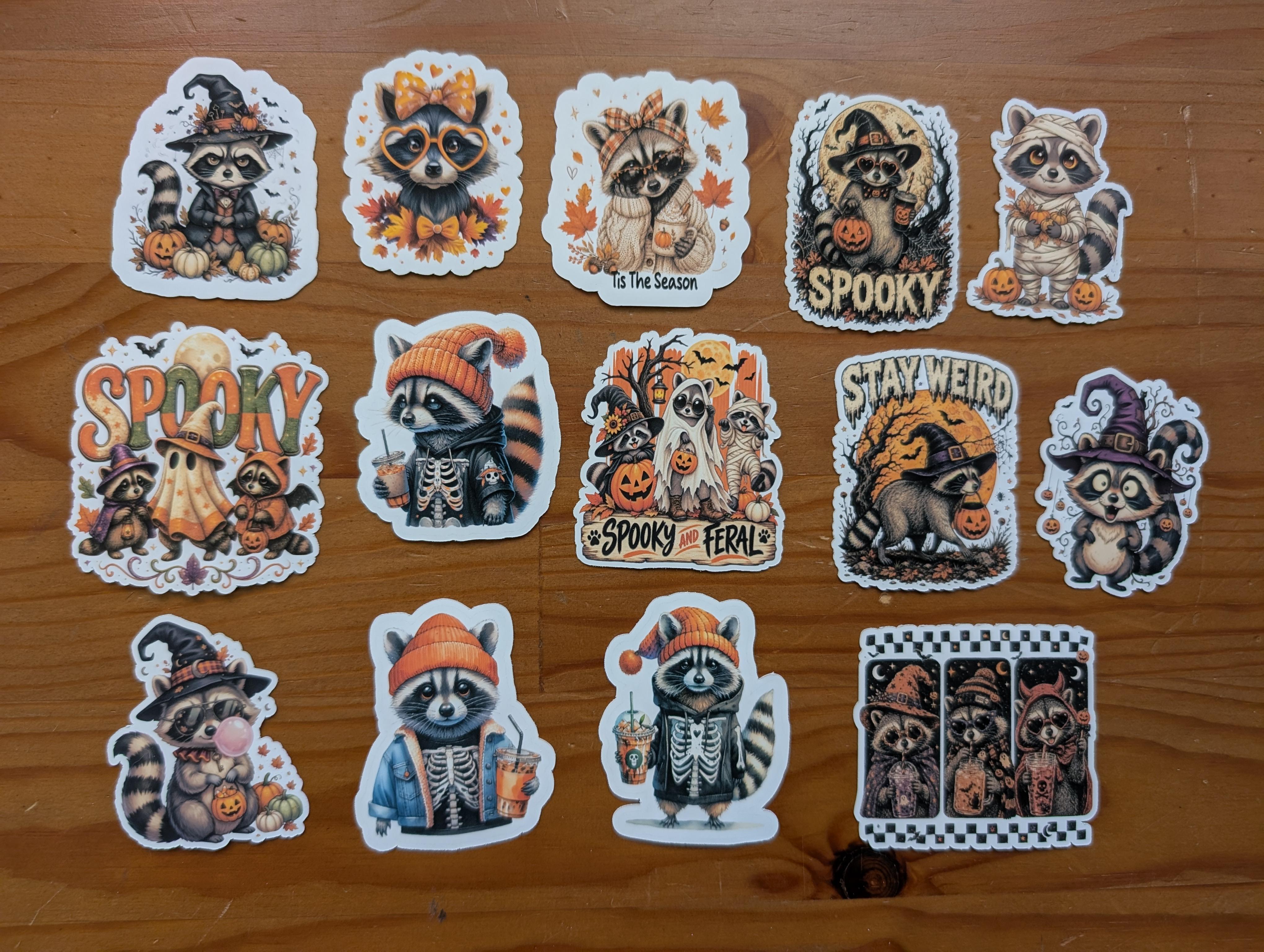 Halloween Raccoons Vinyl Sticker Pack – Image 1