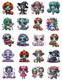 Cute Kawaii Zombies Vinyl Sticker Pack – Image 2