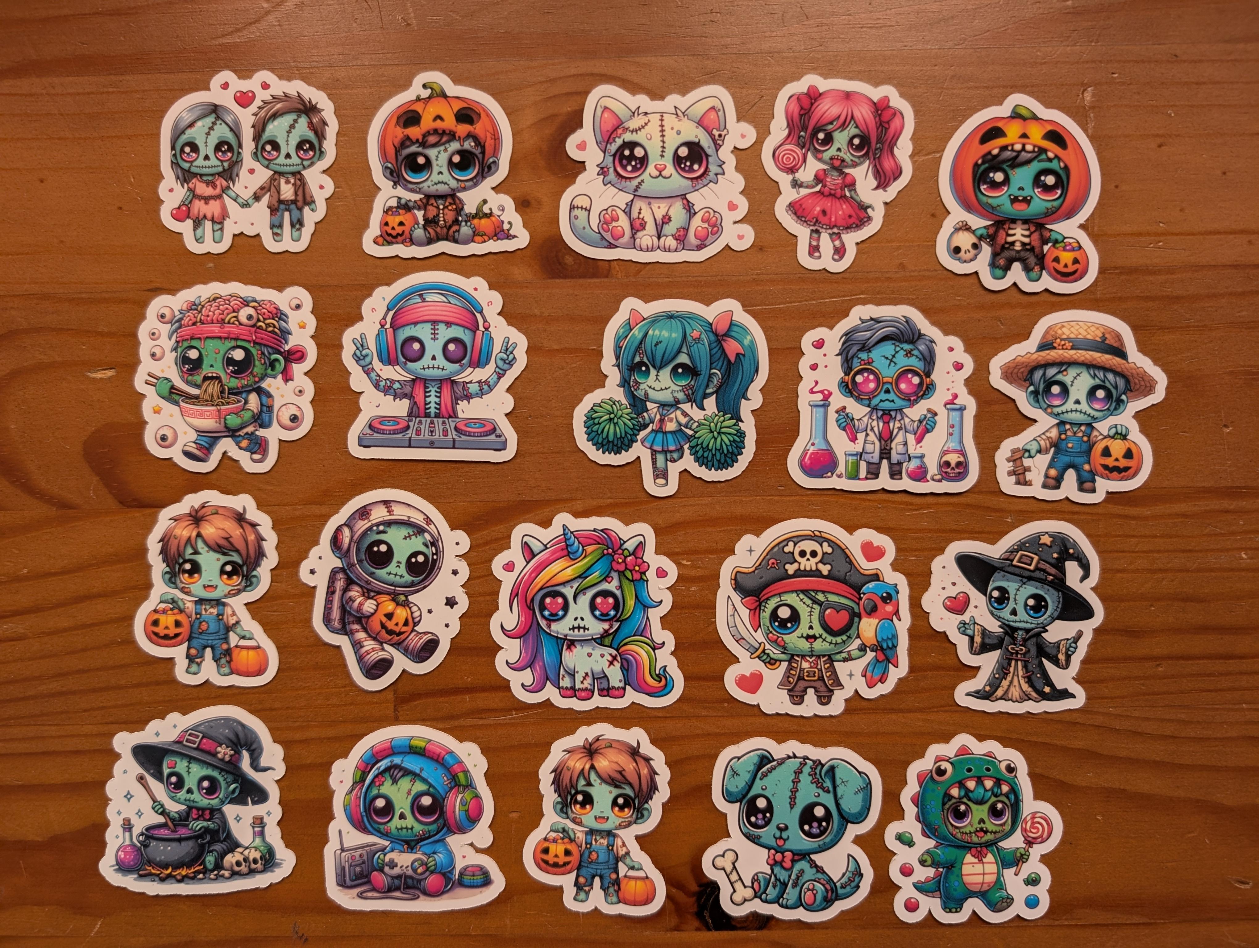 Cute Kawaii Zombies Vinyl Sticker Pack – Image 1
