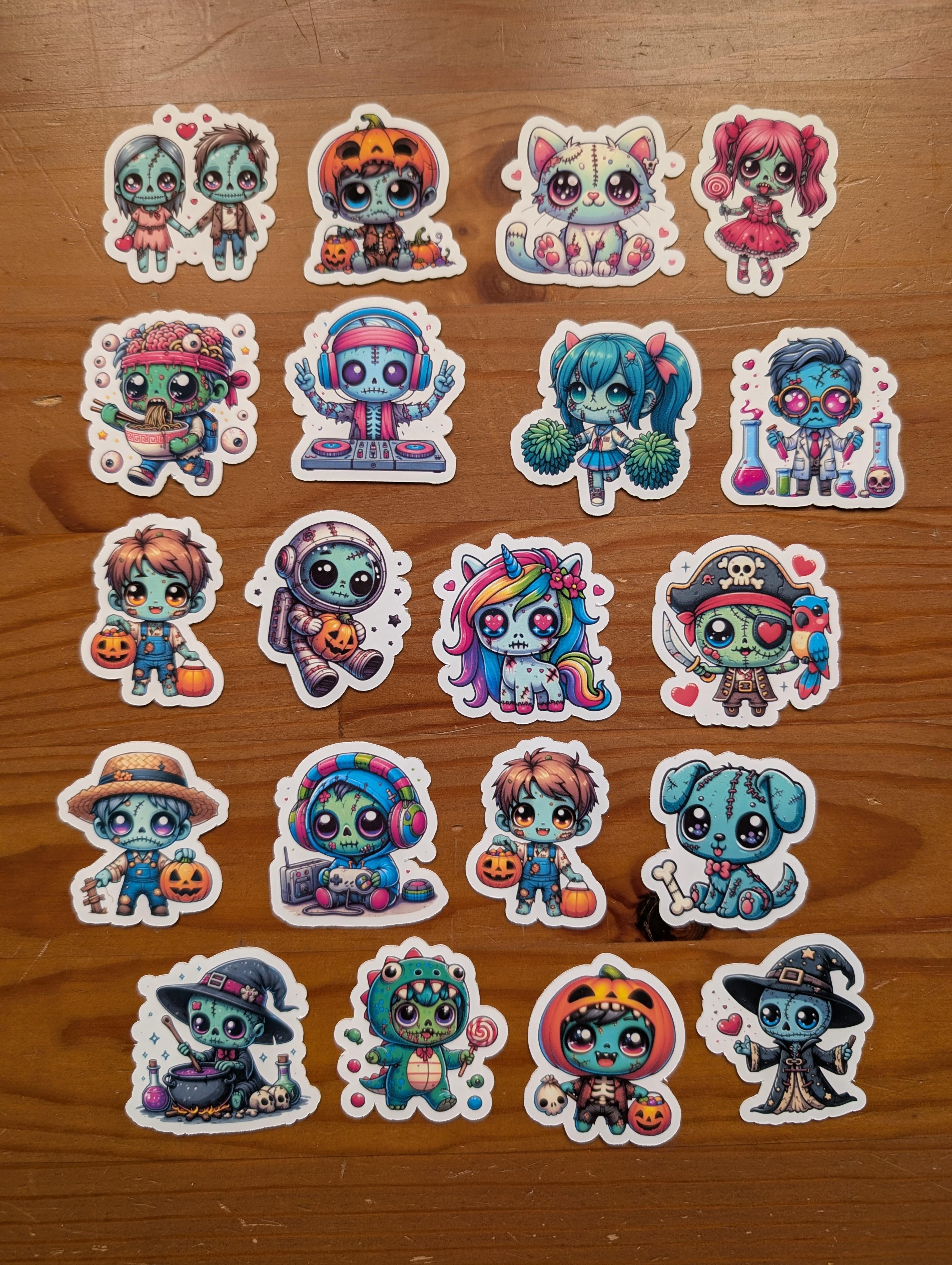 Cute Kawaii Zombies Vinyl Sticker Pack – Image 3