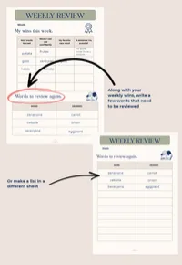 Vocabulary Weekly Review Tracker | Printable – Image 2