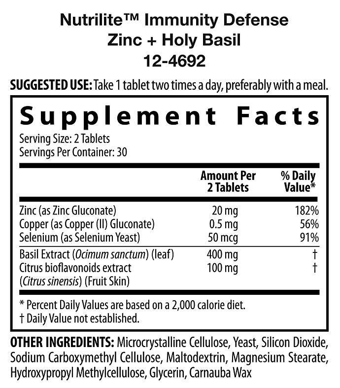 Nutrilite Immunity Defense Zinc + Holy Basil - 60 tablets – Image 2