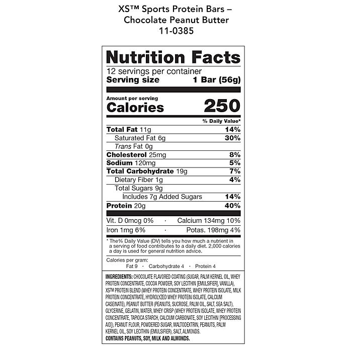 XS Sports Protein Bars Chocolate Peanut Butter – Image 4