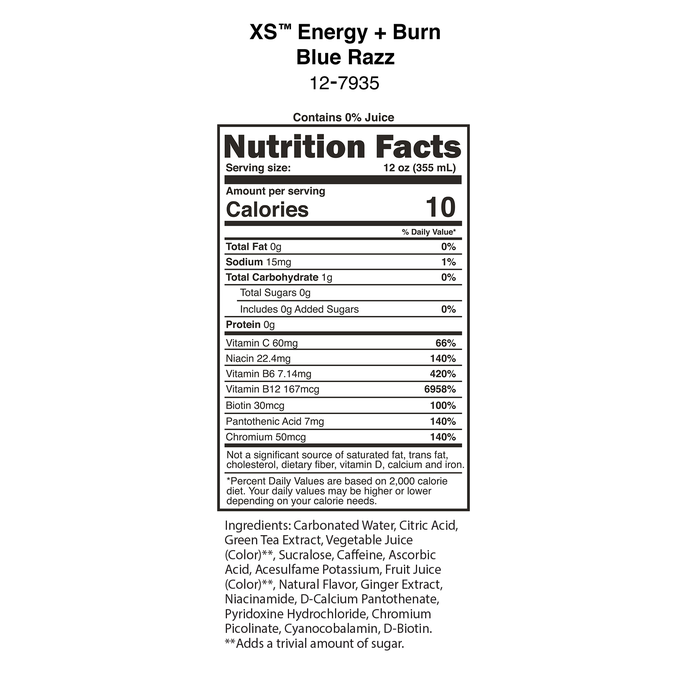 XS Energy + Burn 12 oz Blue Razz – Image 2