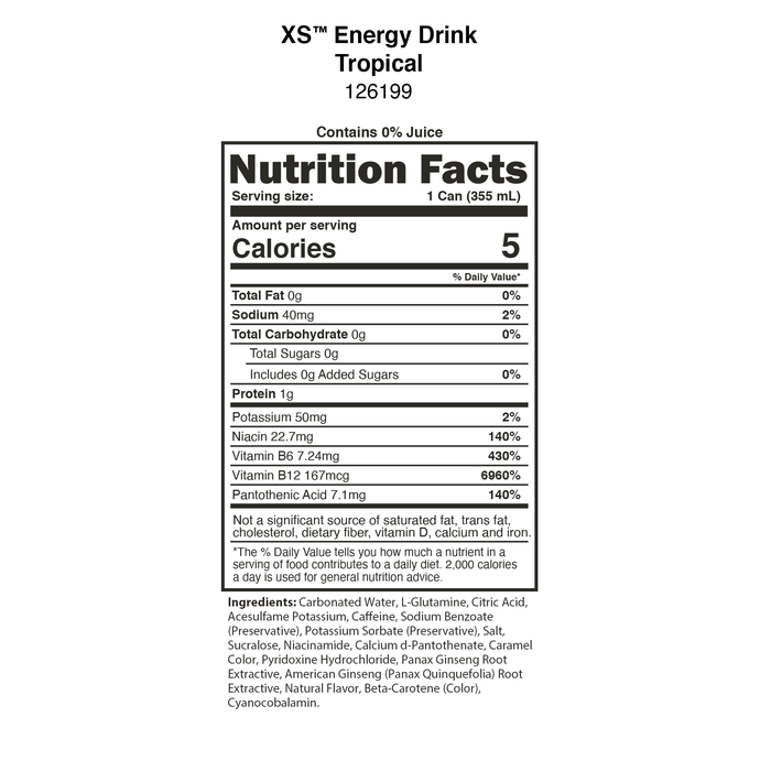 XS Energy Drink 12 oz - Tropical – Image 3