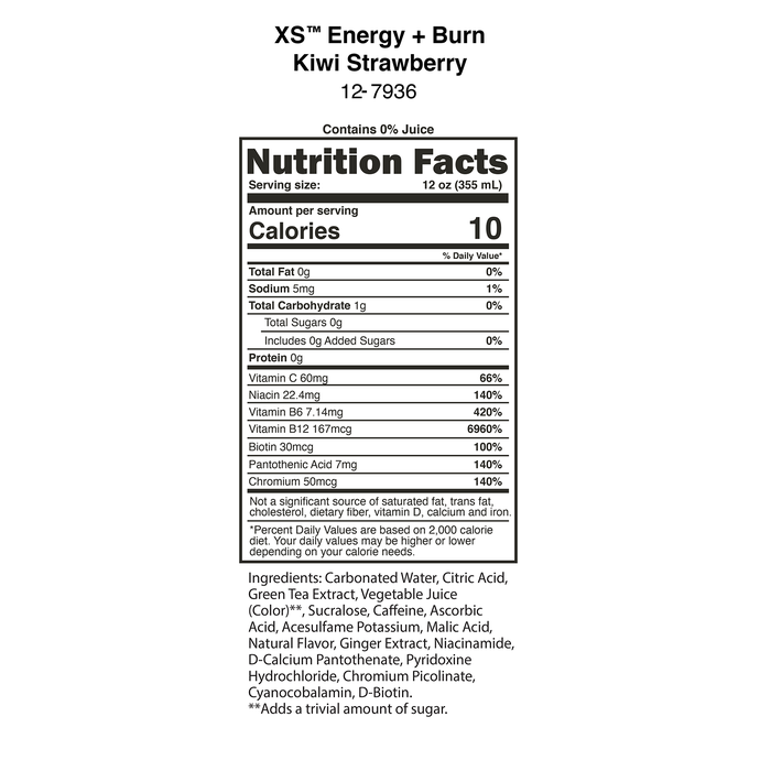 XS Energy + Burn 12 oz Kiwi Strawberry – Image 2