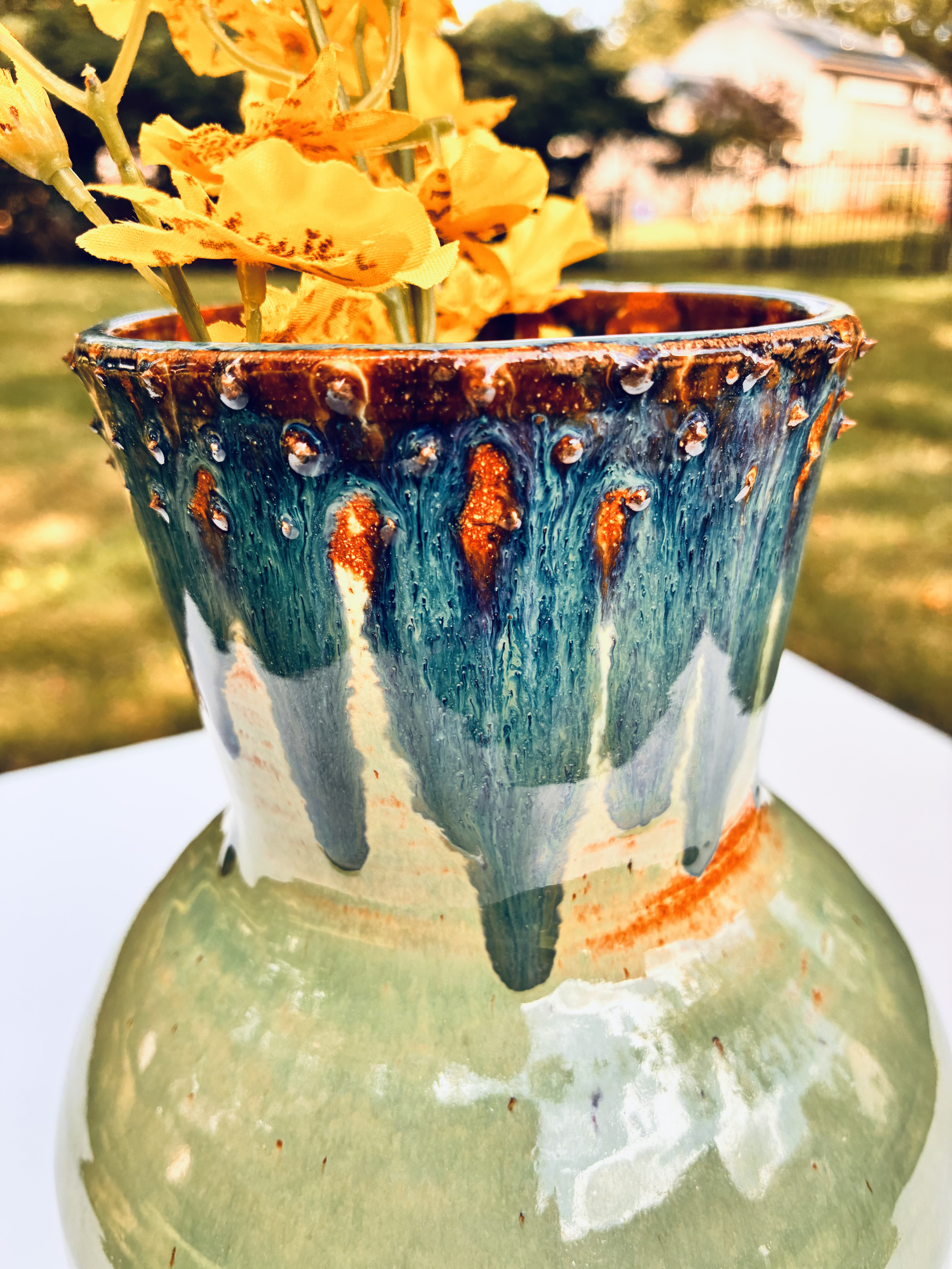 Green & Blue Accented Vase  – Image 1