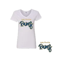 Adult "CES" Glitter Cypress Elementary Rams V- Neck  – Image 2