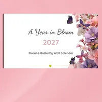 2027 Calendar –A Year in Bloom Floral & Butterfly Printable  – Image 1