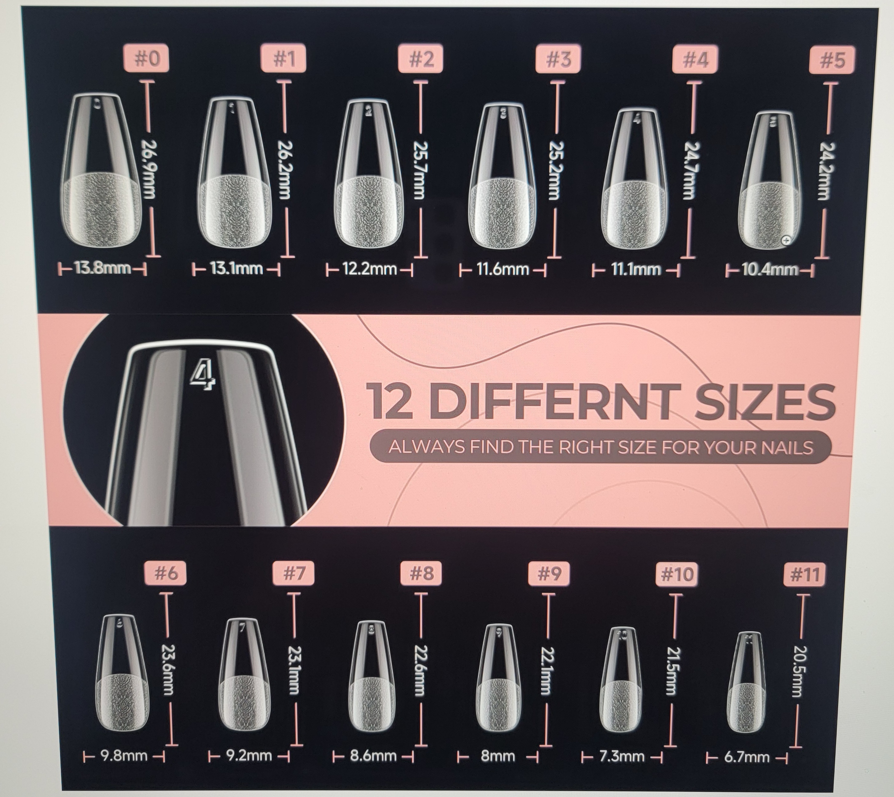 Pink Chevron Print Coffin Press-on Gel Nails – Image 3