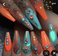 Blue Cheetah Print Coffin Press-on Gel Nails – Image 1