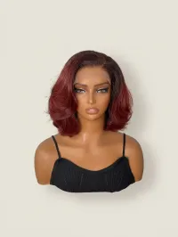 LUSHERA HAIRLINE — Burgundy Ombre Wavy Bob – Image 1